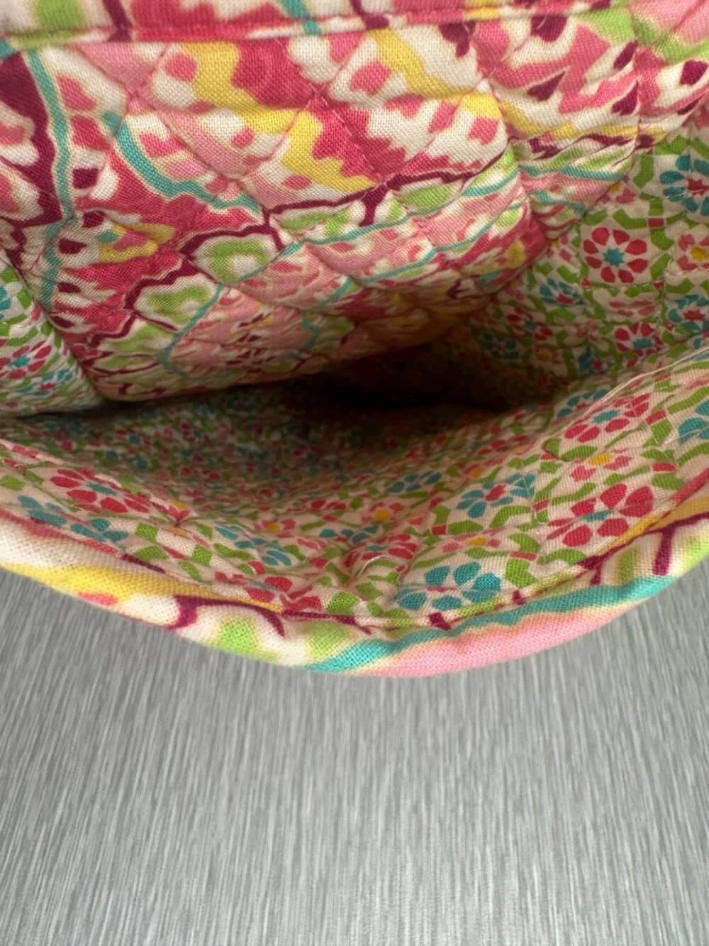 Vera Bradley Quilted Cotton Backpack Pink Green Paisley Floral Retired Pattern